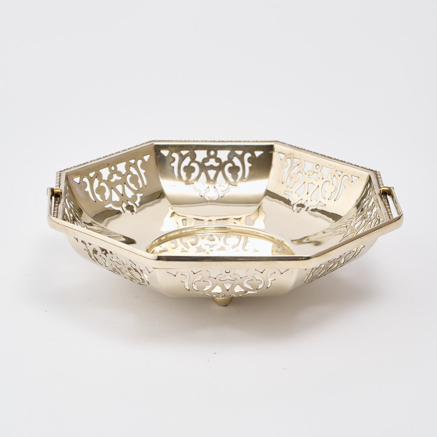 Octagonal Latticed Silver Plate Basket
