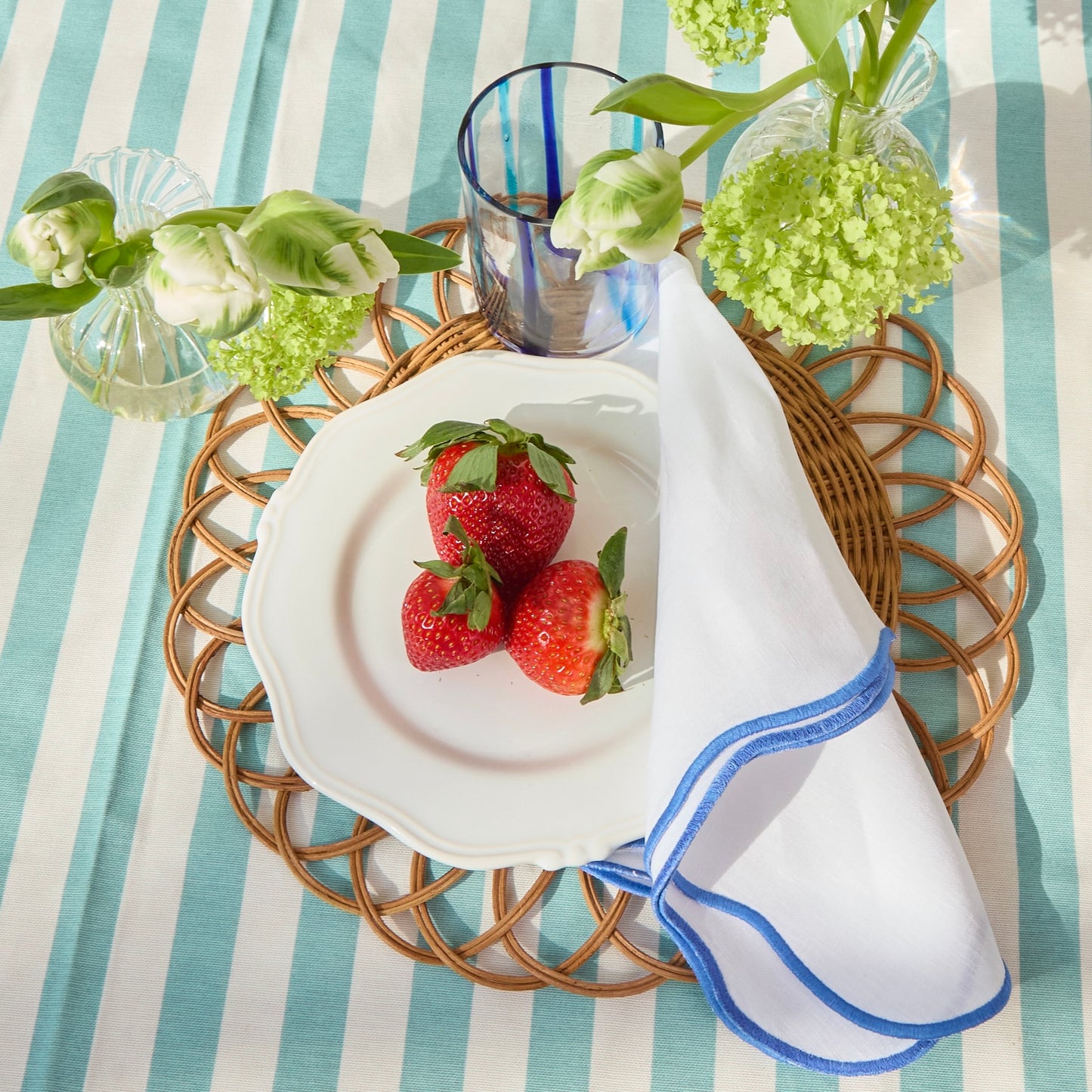 Blue and White Stripe Tablecloth