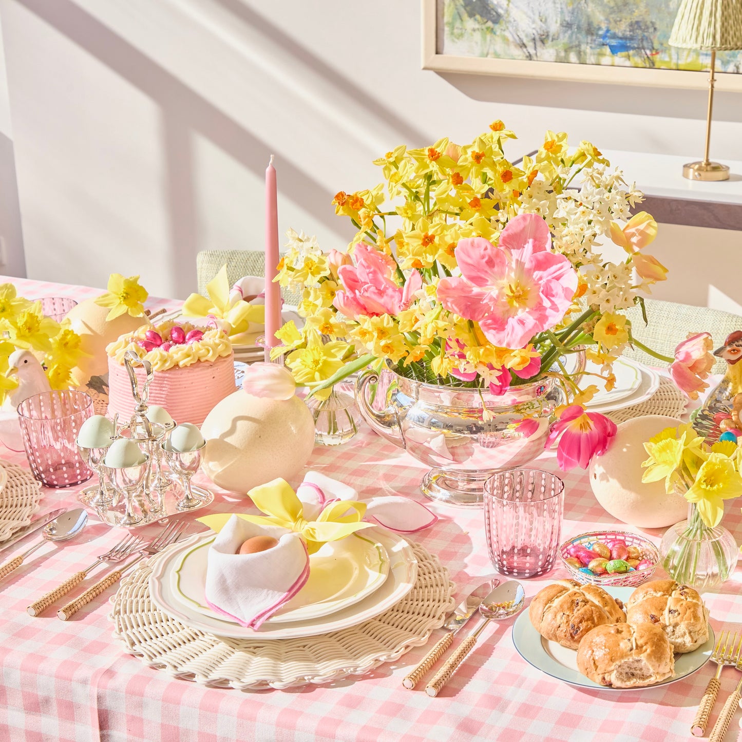 Pink Gingham Tablecloth