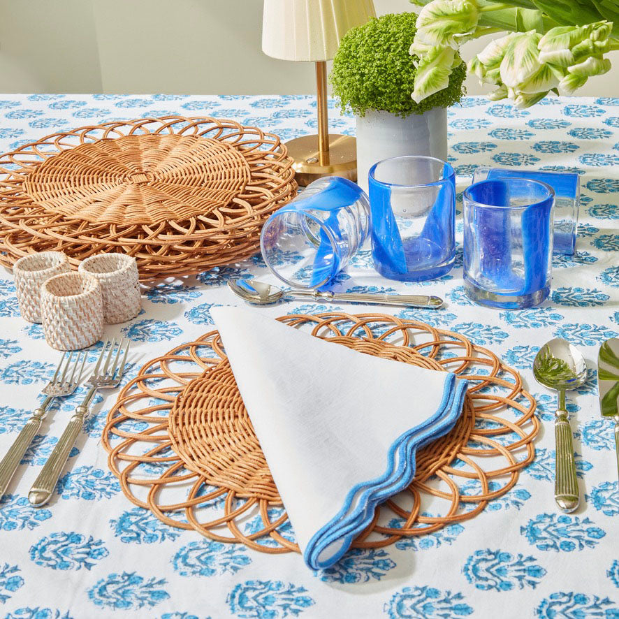 Bluebell Blue Scallop Napkins (Set of 4)