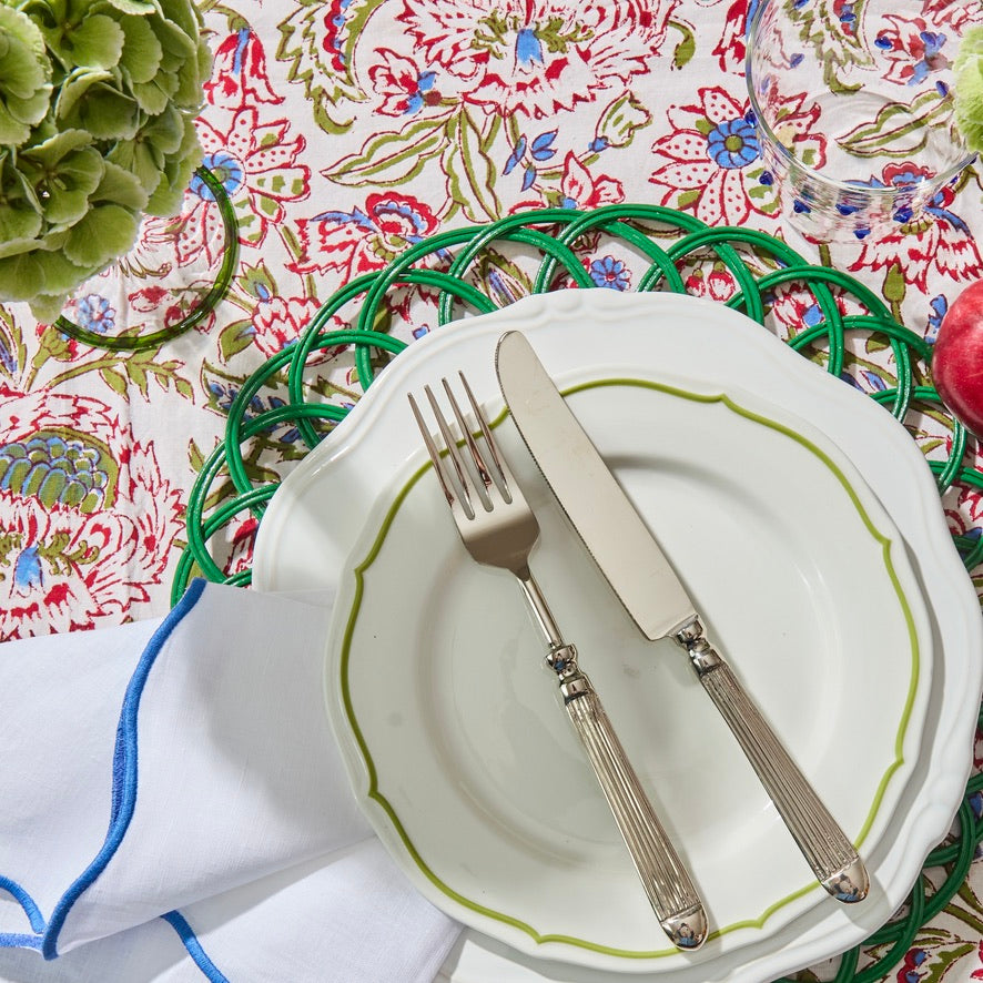 Blue Edged Linen Napkins (set of 4)