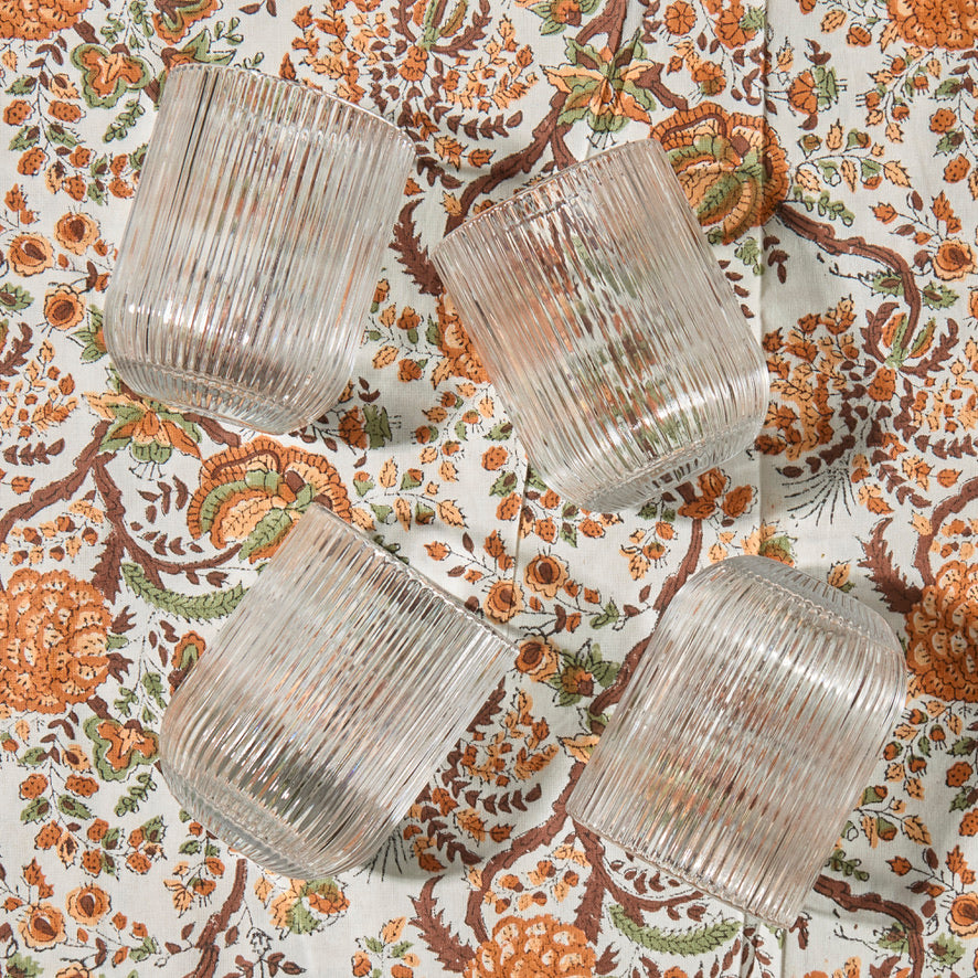 Clear Ribbed Water Glasses (set of 4)