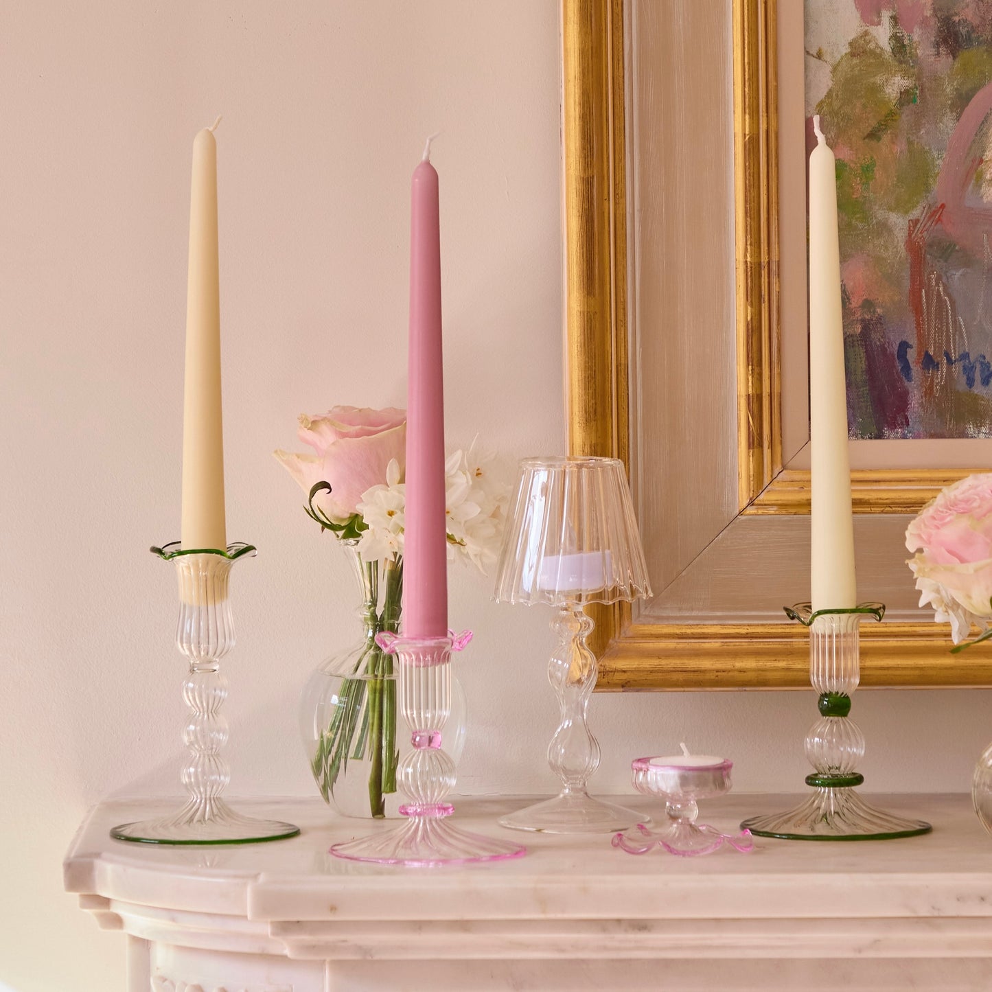 Clear Glass Tea Light Lamps (Set of 2)