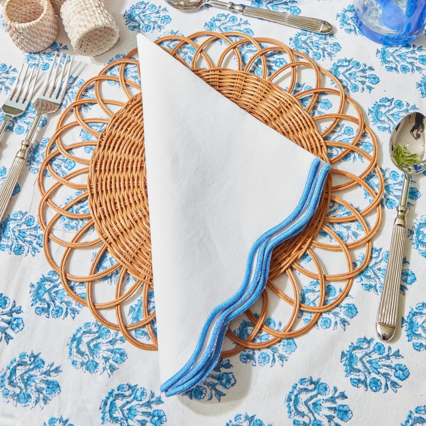 Bluebell Blue Scallop Napkins (Set of 4)