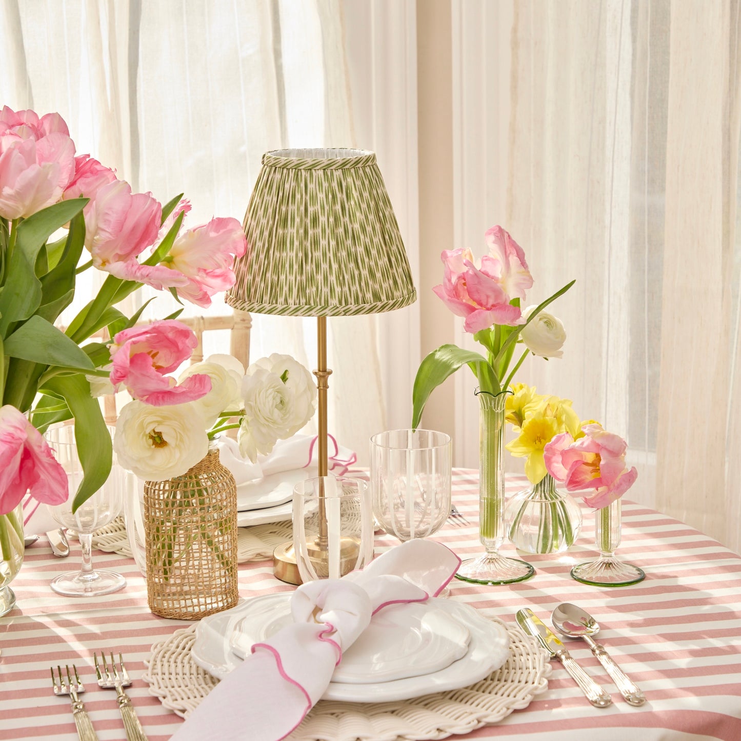 Green Fluted Single Stem Bud Vases (Set of 3)