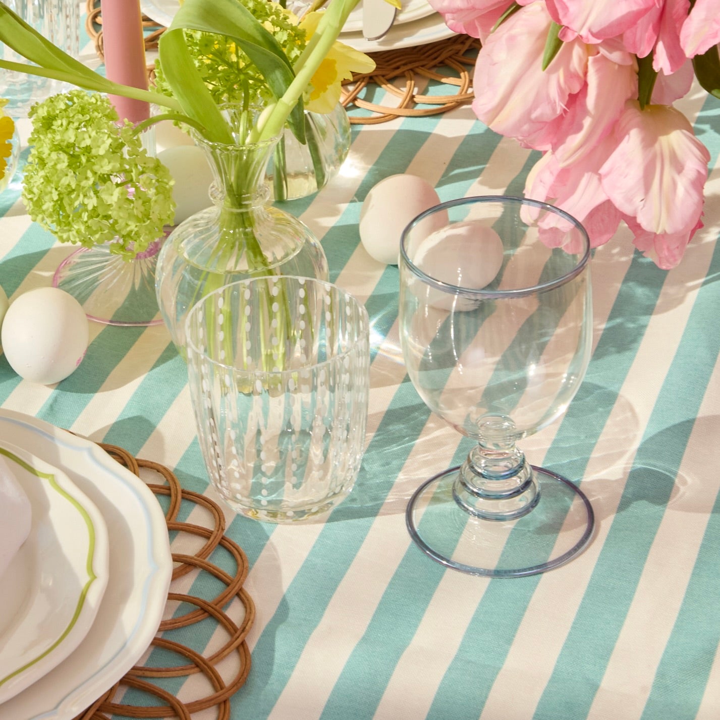 Clear White Speckled Water Glasses (Set of 6)