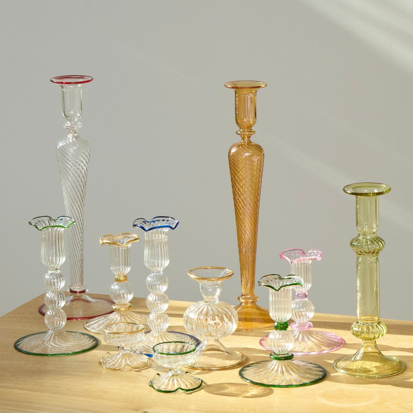 Gold rimmed Savannah Candleholders (Set of 2)