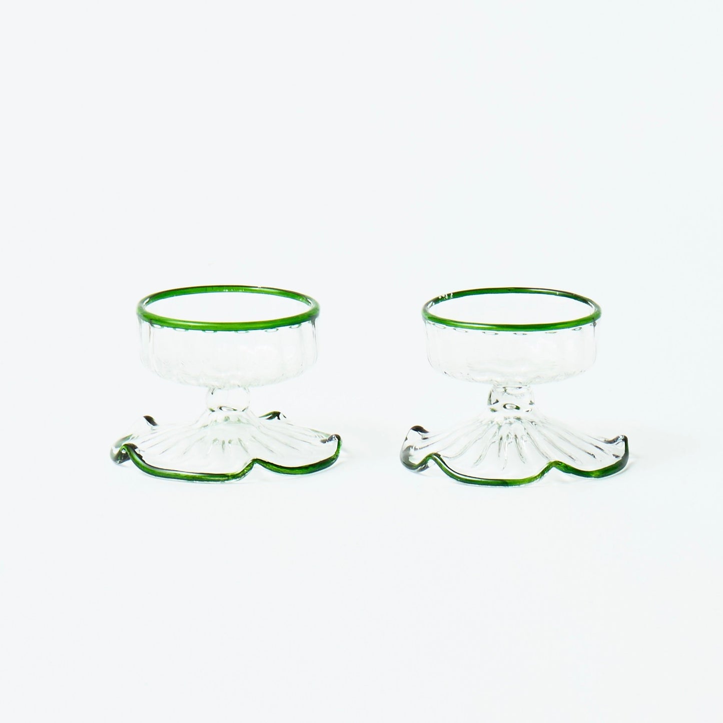 Green Rimmed Tealight Holders (Set of 2)