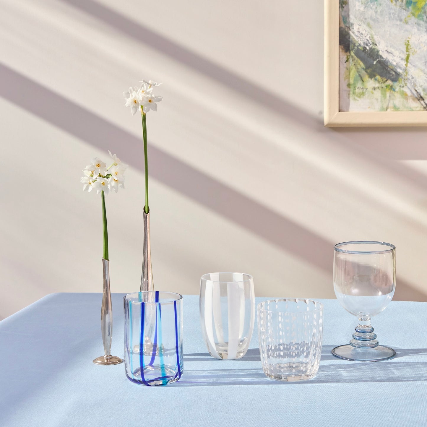 Mismatched Pair of Single Stem Silver-plated Bud Vases
