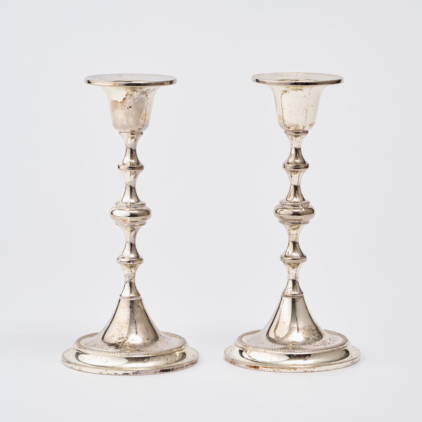 Art Deco Style Silver Plated Candle Holders
