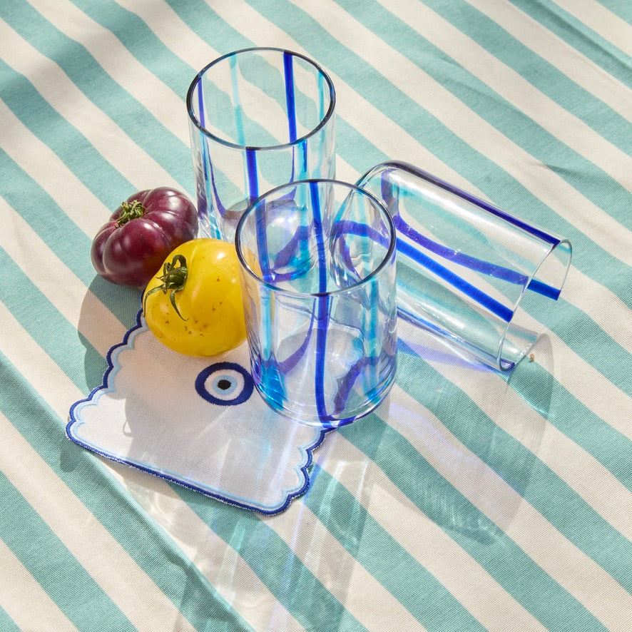 Blue and White Stripe Tablecloth
