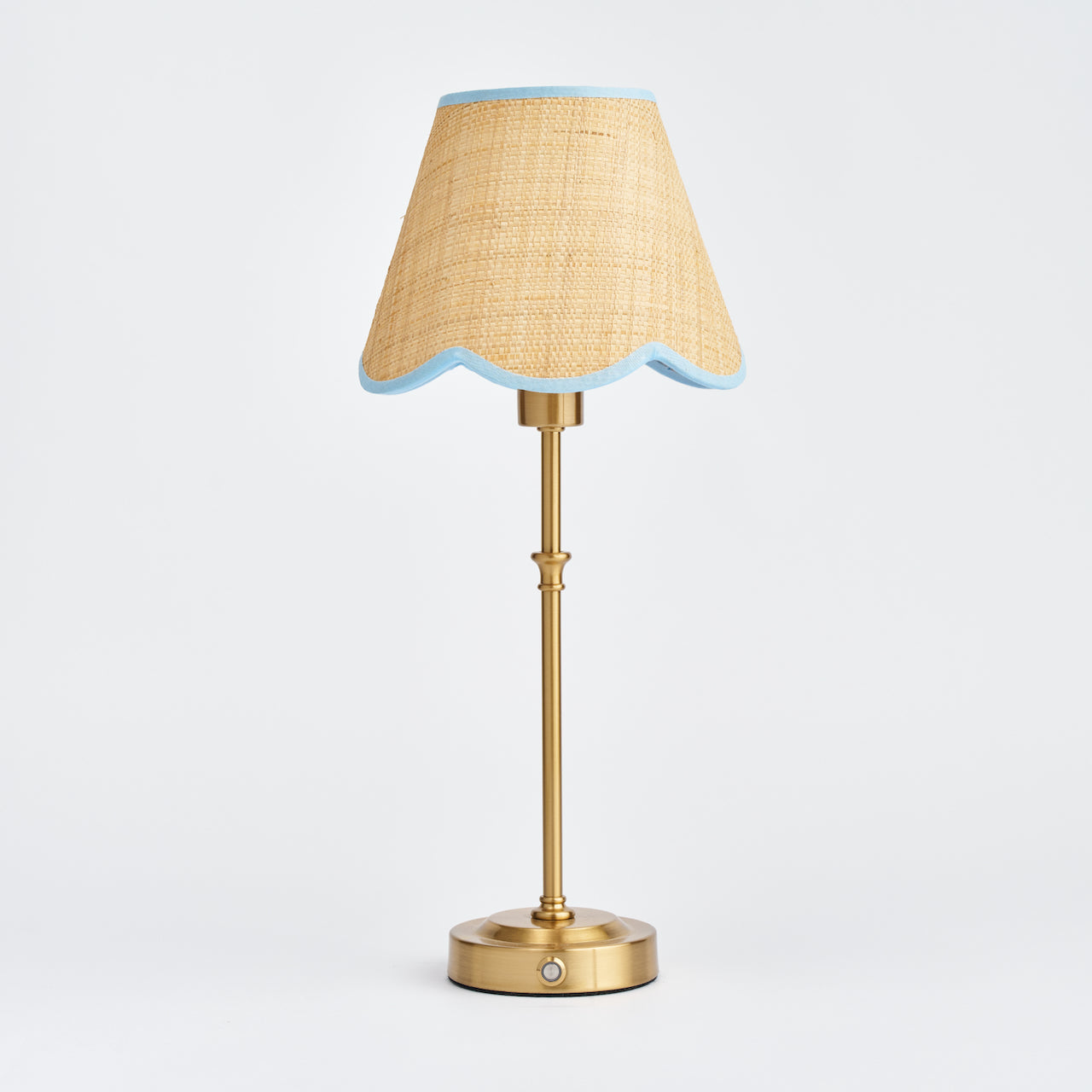 Blue Edged Raffia Scalloped Lampshade