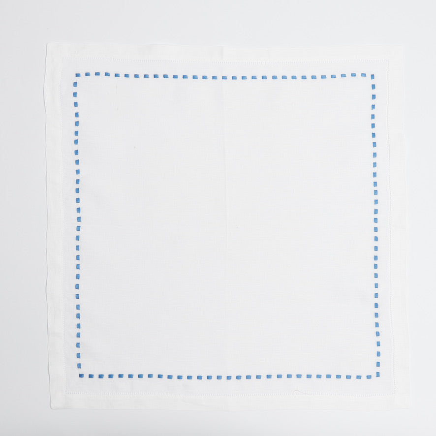 Blue Dash Linen Napkins (Set of 4)