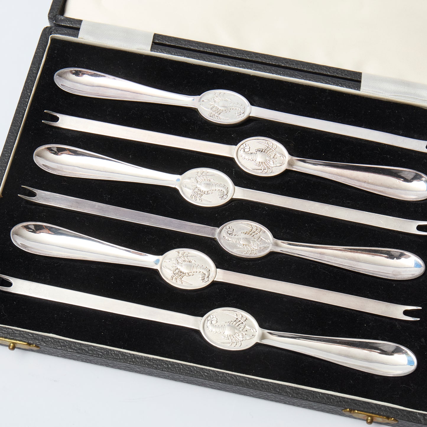 Set of 6 silver plated Lobster picks