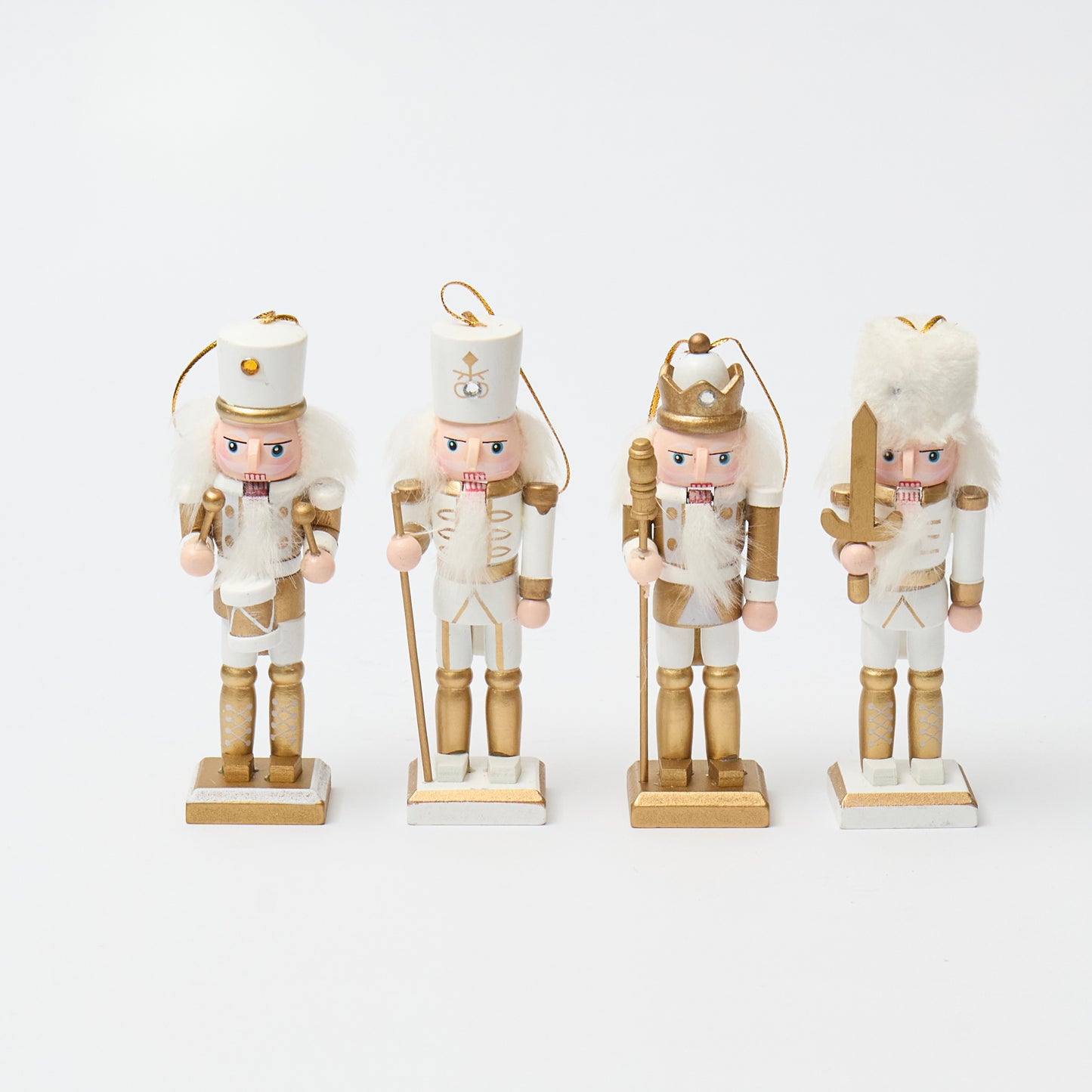 Miniature Gold and White Nutcrackers (set of 4)