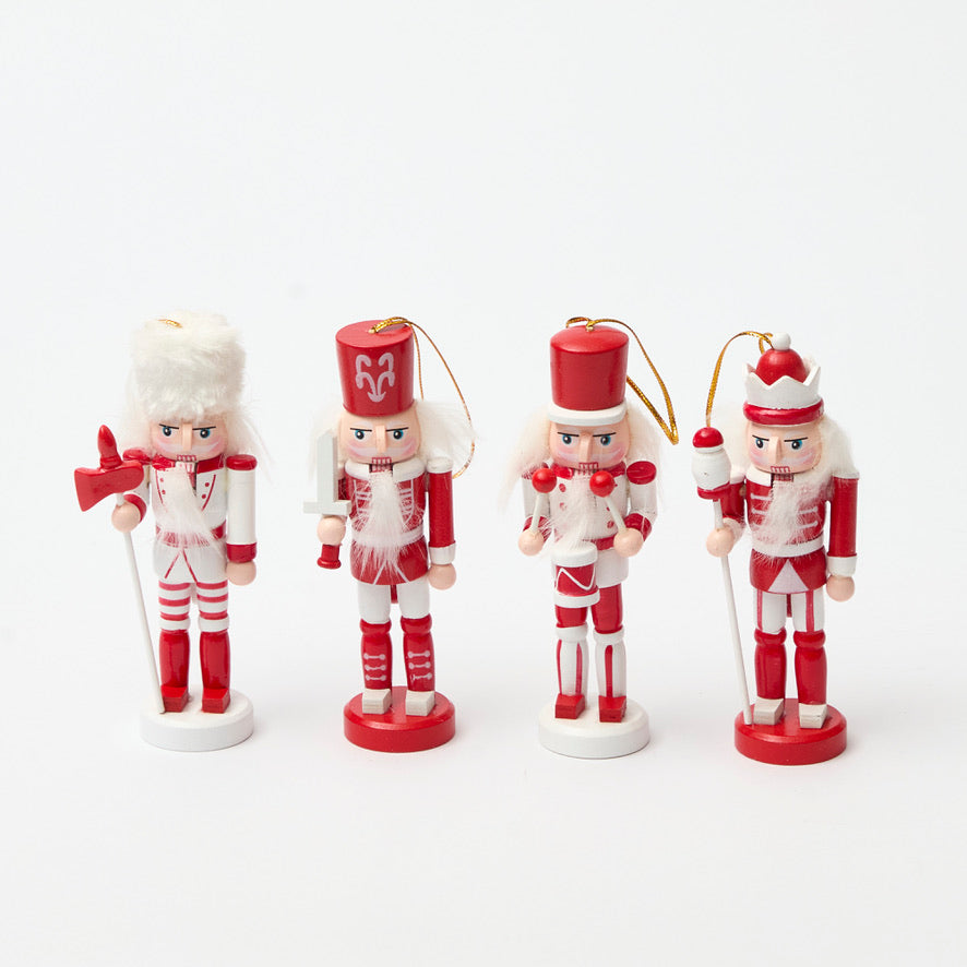 Miniature Red and White Nutcrackers (set of 4)