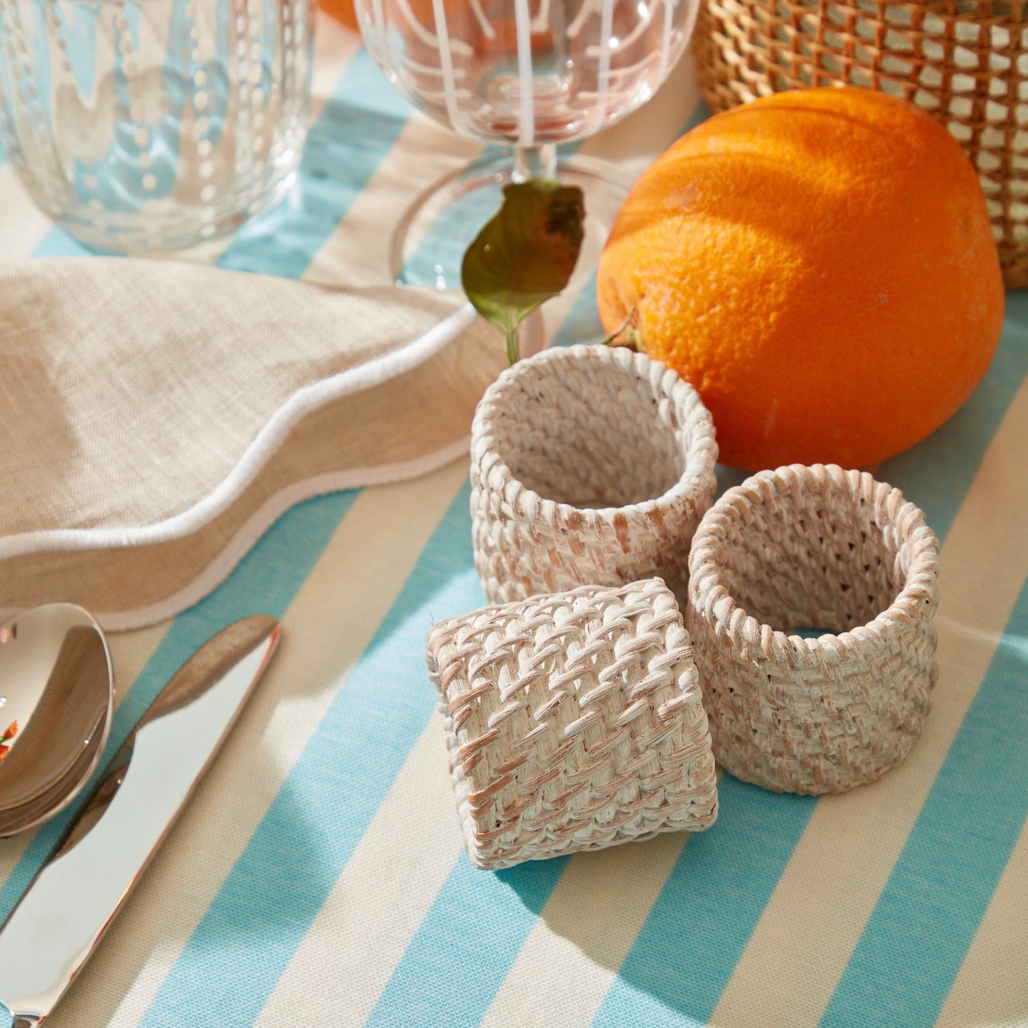 White Rattan Napkin Rings (set of 4)