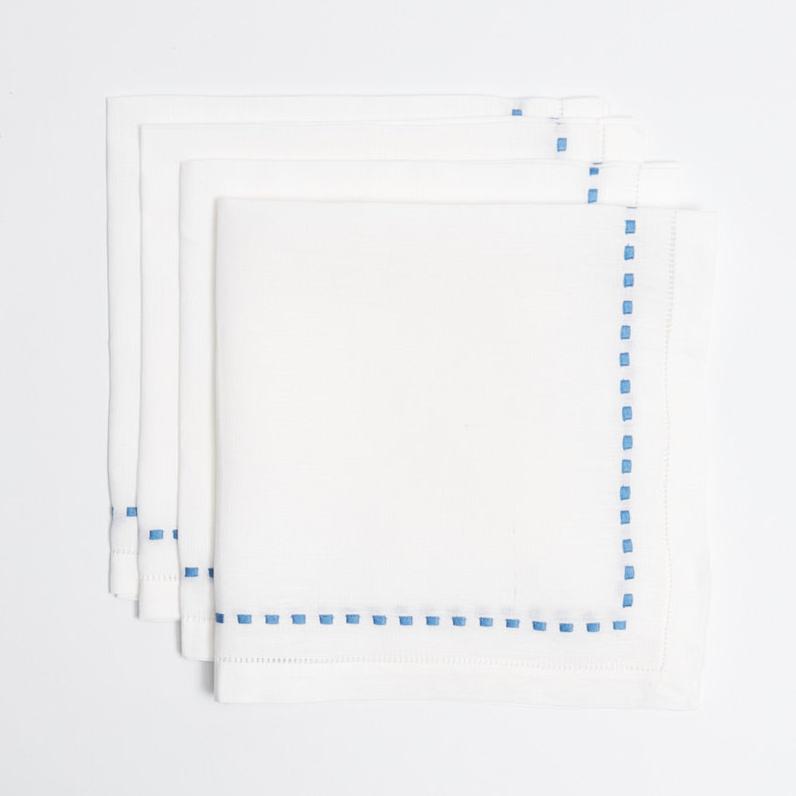 Blue Dash Linen Napkins (Set of 4)