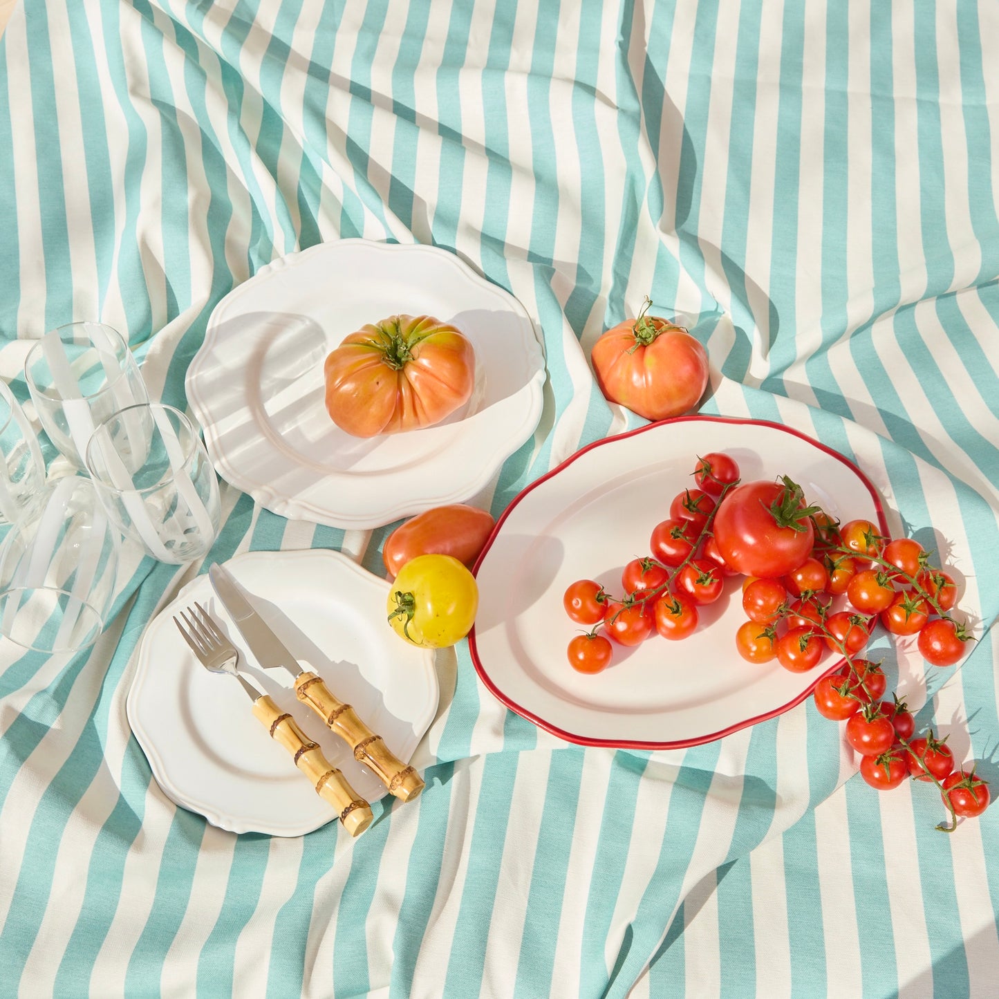 Blue and White Stripe Tablecloth
