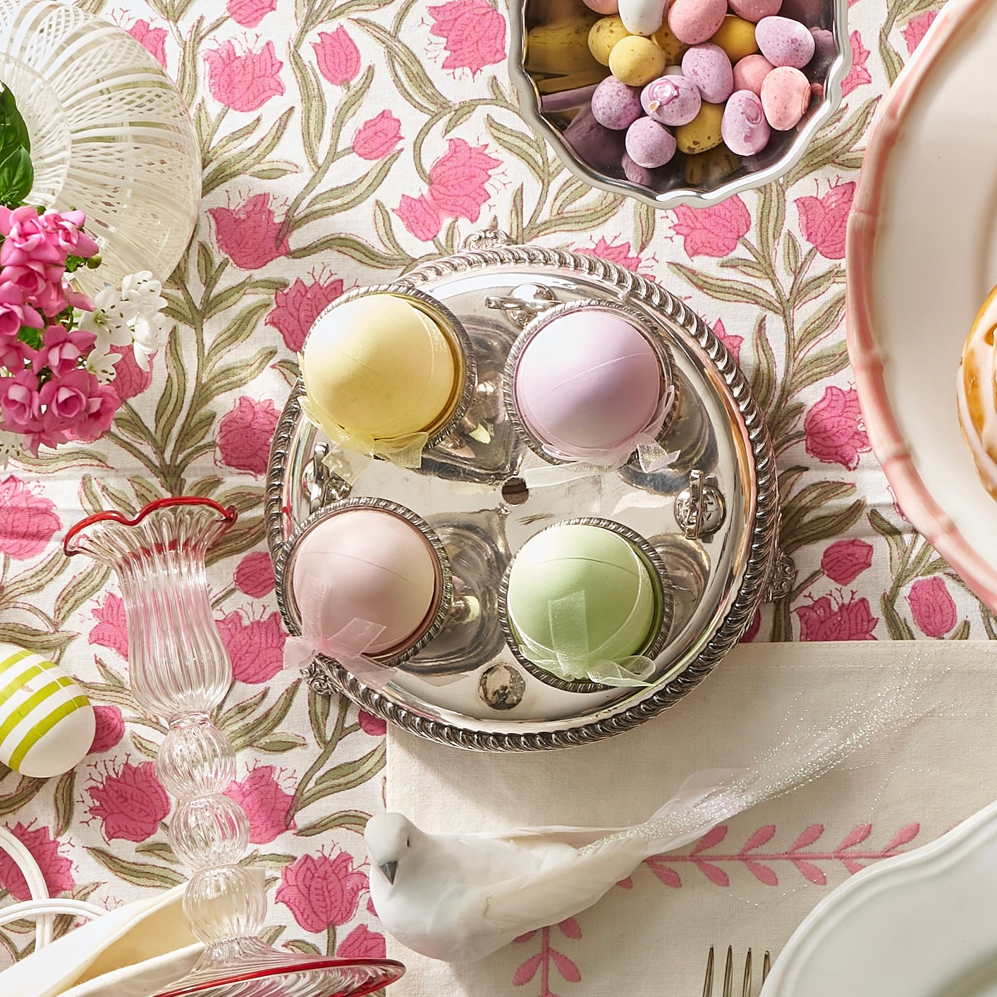 Set of Four Silver Plated Egg Cups on Stand