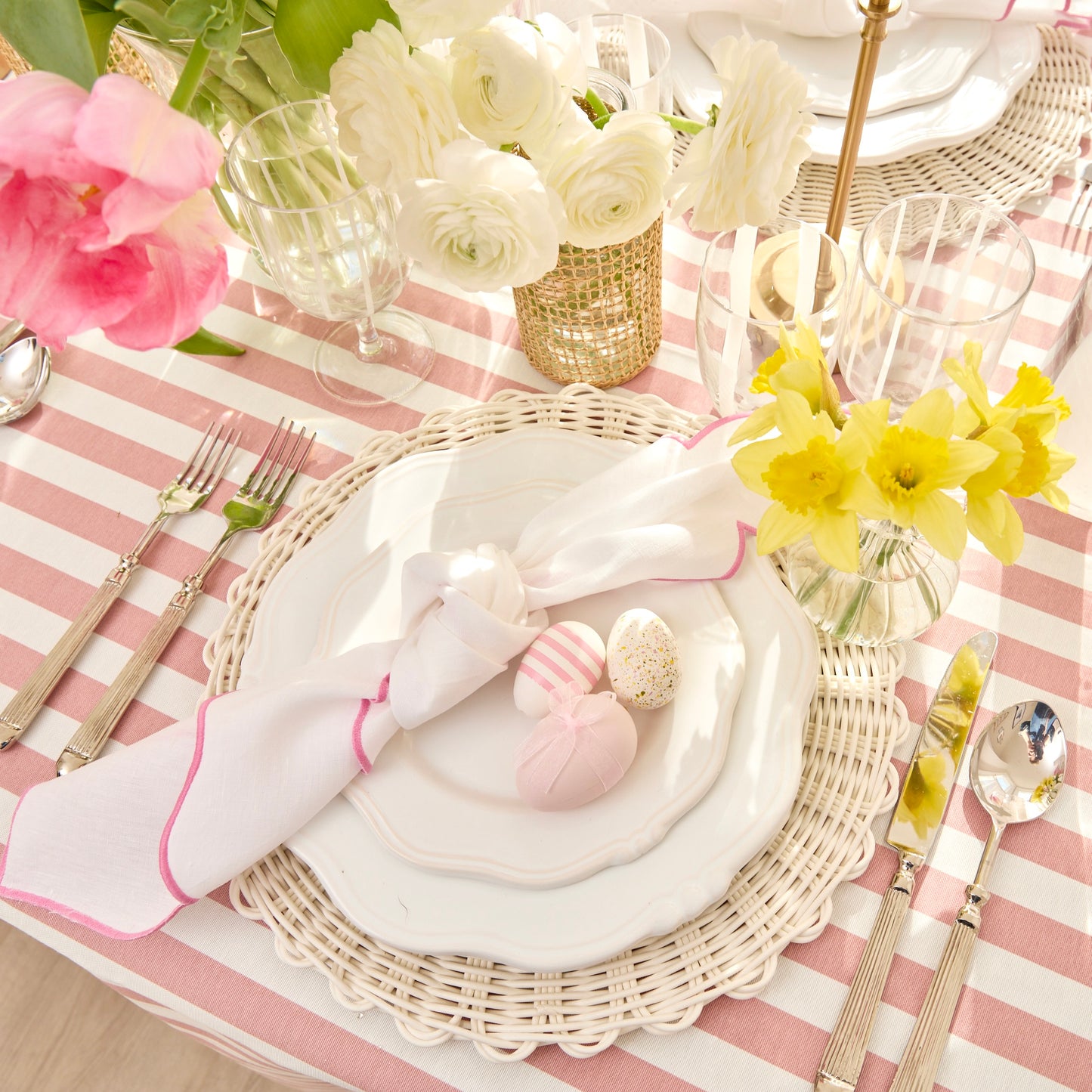 Pink stripe Tablecloth