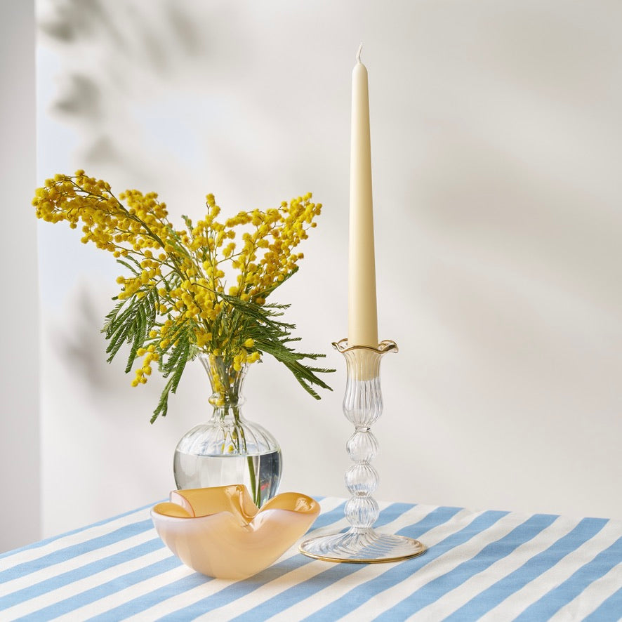 Beige and White Wavy Murano Bowl