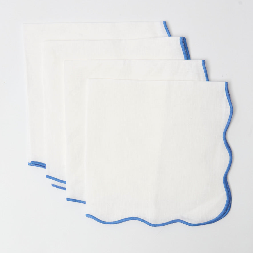 Blue Edged Linen Napkins (set of 4)