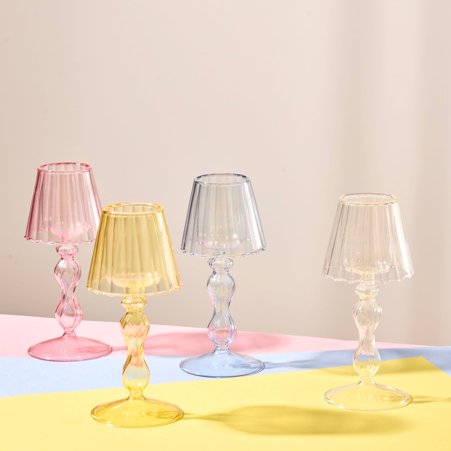 Clear Glass Tea Light Lamps (Set of 2)