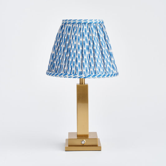 Allegra Rechargeable Table Lamp with Blue Patola Lampshade