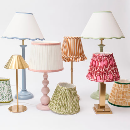 Lyla Rechargeable Table Lamp with Orange Candy Stripe Lampshade