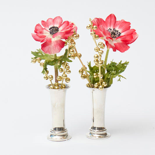 A Pair of Edward VII silver bud vases