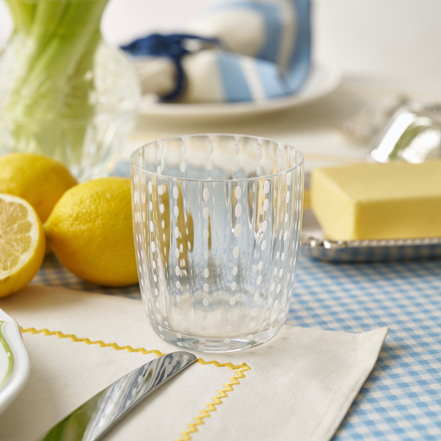 Clear White Speckled Water Glasses (Set of 6)