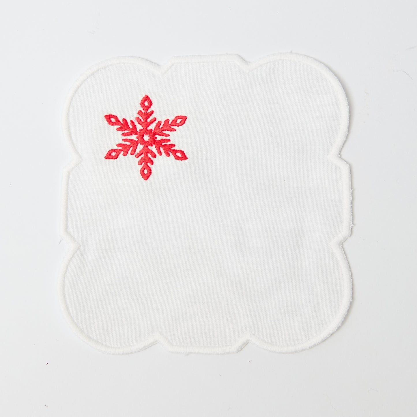 Red Snowflake Cocktail Napkin  (Set of 4)