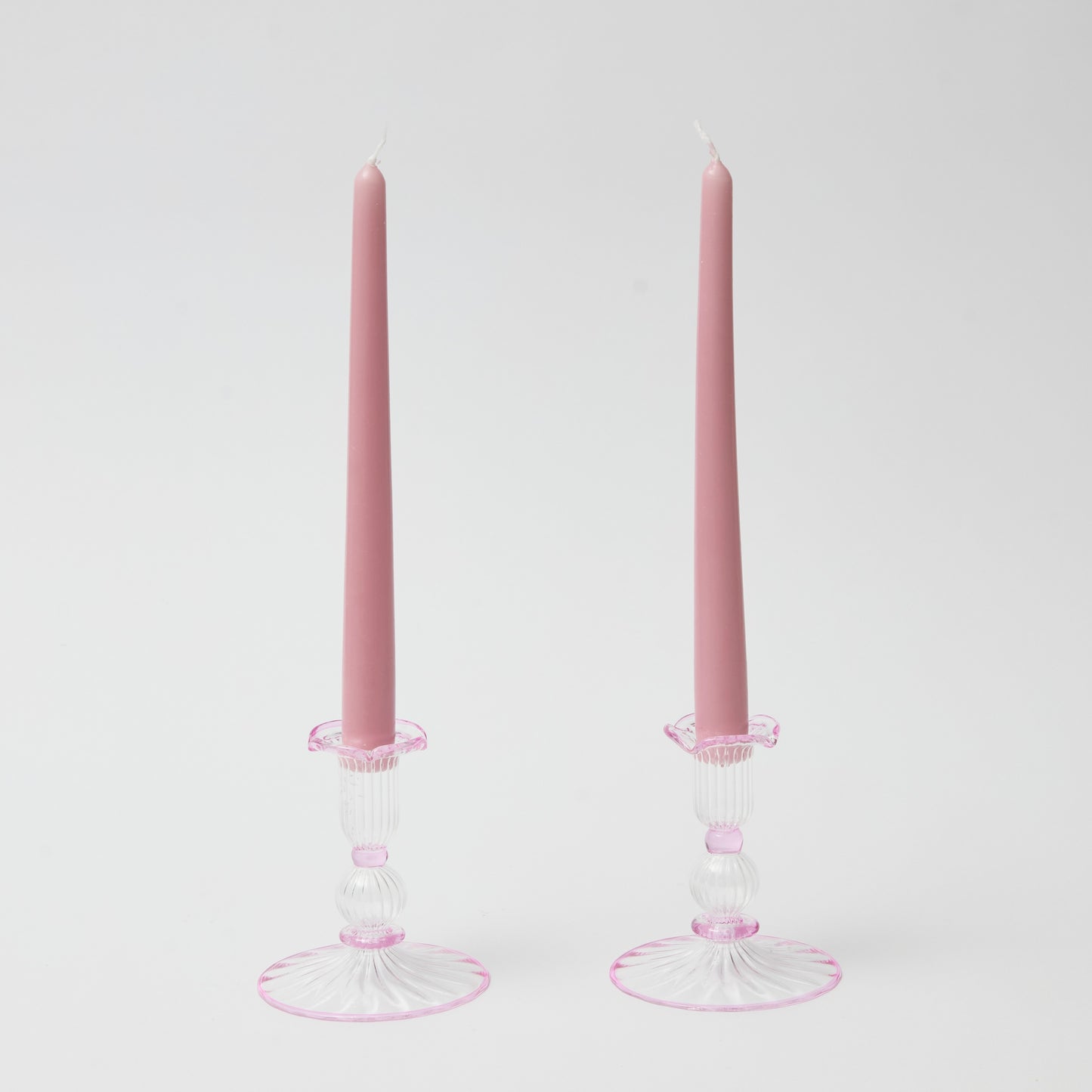 Pink Rimmed Savannah candleholders (Set of 2)
