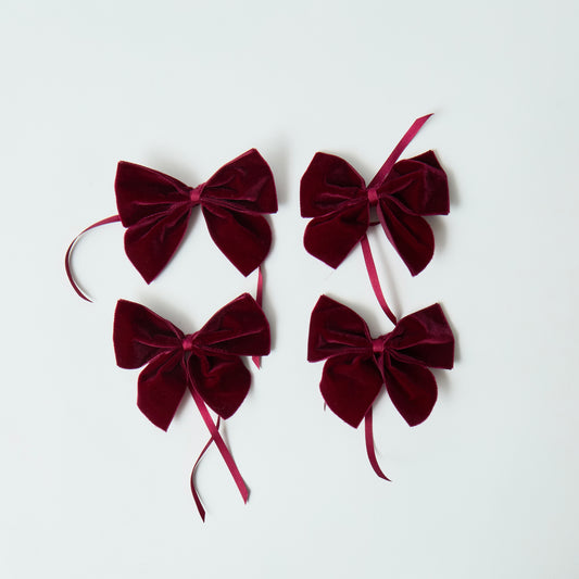 Christmas Red Velvet Napkin Ring Bow  (Set of 4)