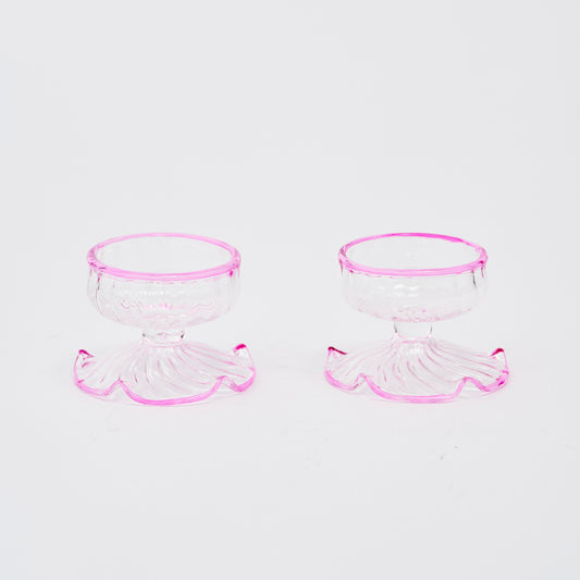Pink Rimmed Tealight Holders (Set of 2)
