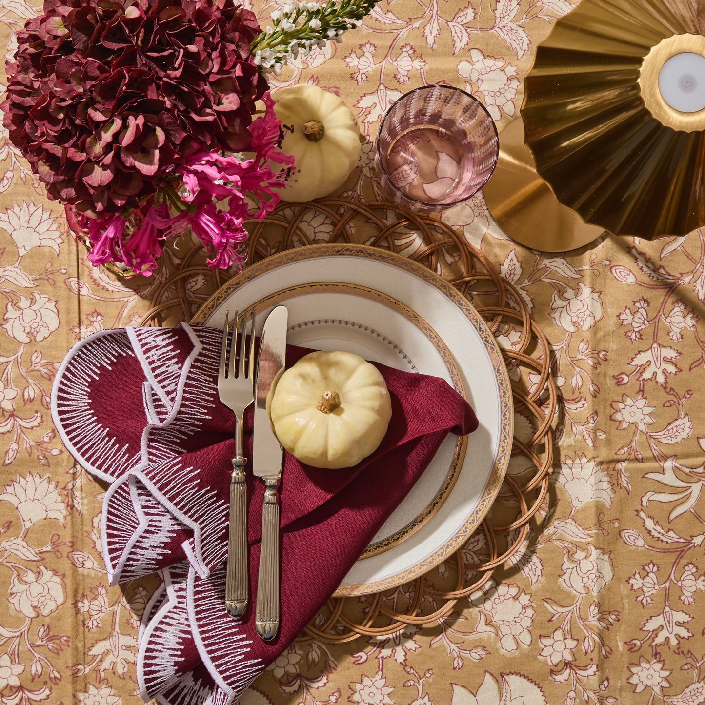 Pink Corn Harvest Tablecloth