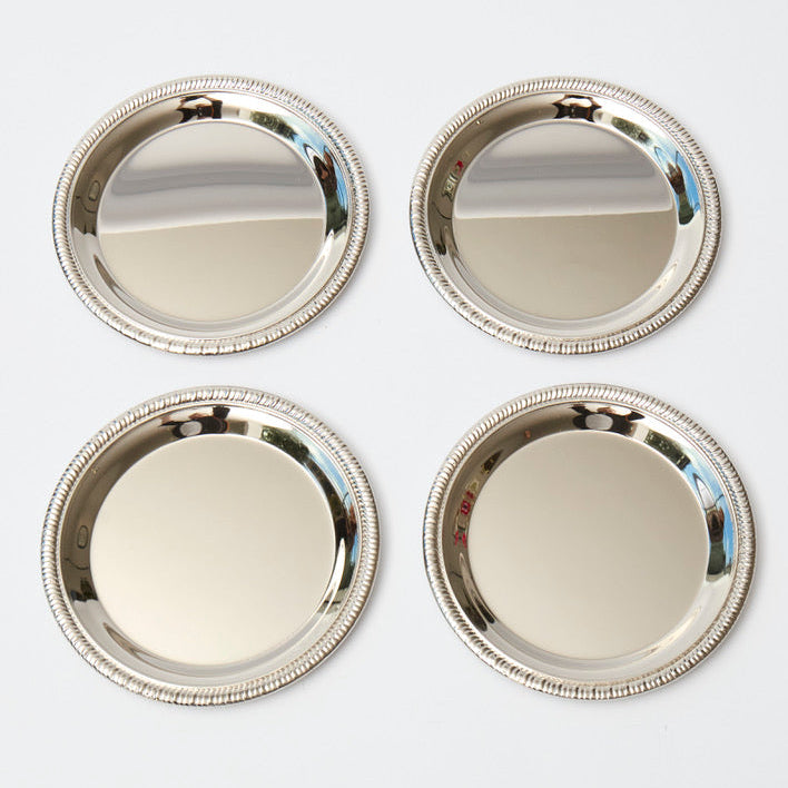 Small silver metal platters  (Set of 4)