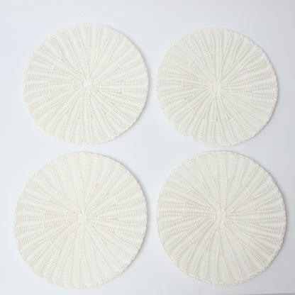 White Faux rattan round placemats (Set of 4)