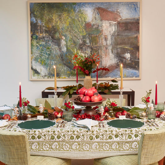 Pine Green Christmas Pomegranate Tablecloth