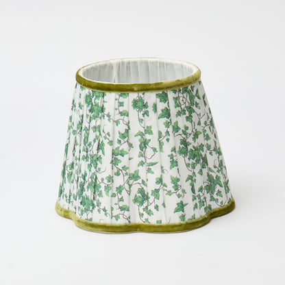 Ivy Green Lampshade with Velvet Trim