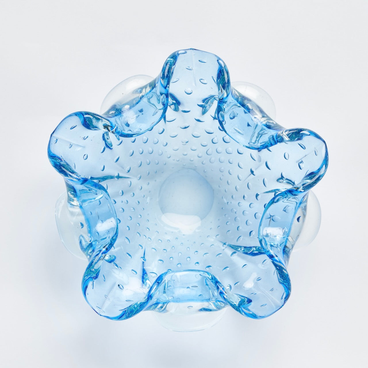Blue Italian Glass Flower Dish