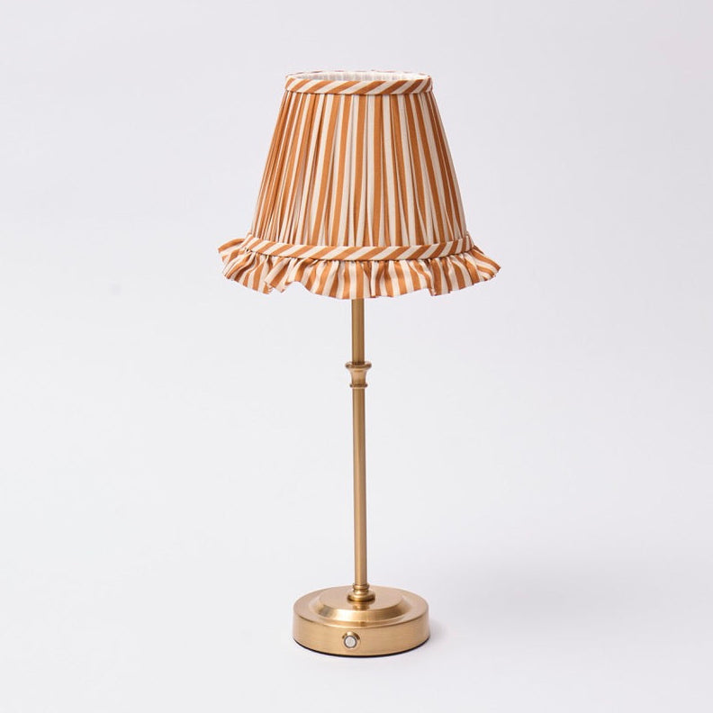 Lyla Rechargeable Table Lamp with Orange Candy Stripe Lampshade