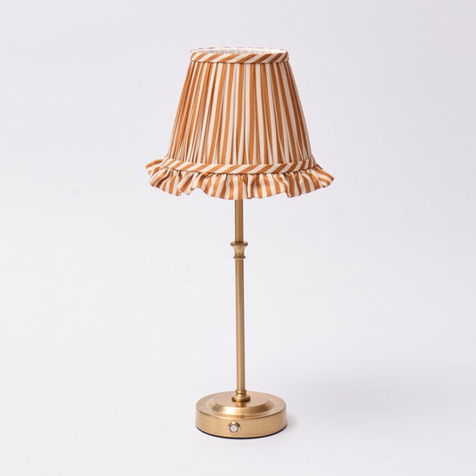 Lyla Rechargeable Table Lamp with Orange Candy Stripe Lampshade