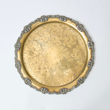 Brass Tray decorated with silvered foliate edge