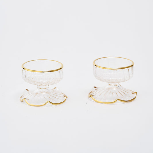 Gold Rimmed Tealight Holders (Set of 2)