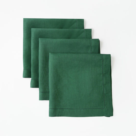 Dark Green Hemstitch Napkins (set of 4)