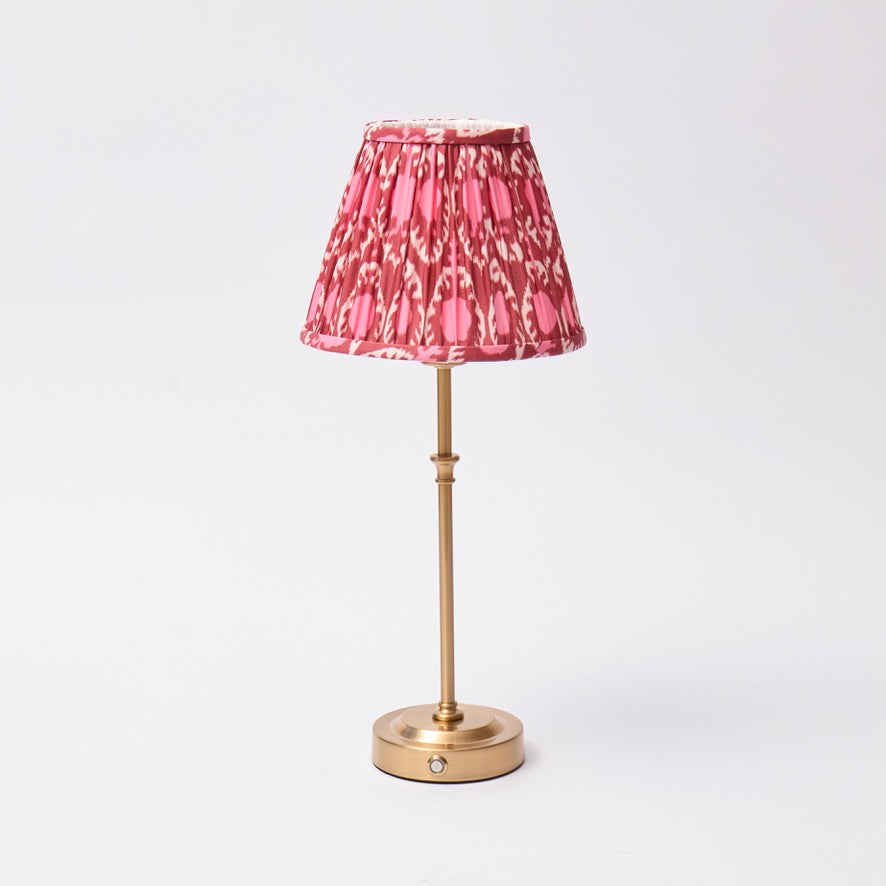 Lyla Rechargeable Table Lamp with Pink and Red Ikat Lampshade