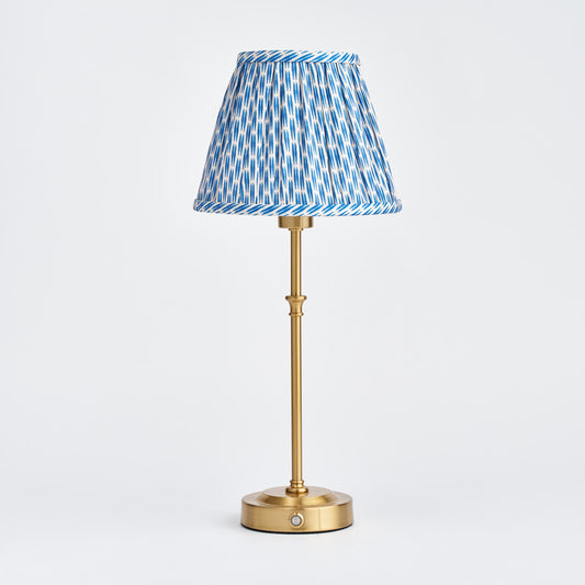 Lyla Rechargeable Table Lamp with Blue Patola Lampshade