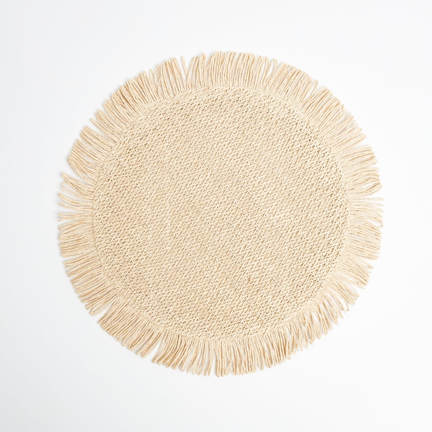 Elia Woven Rattan Round Fringed Placemats (set of 4)